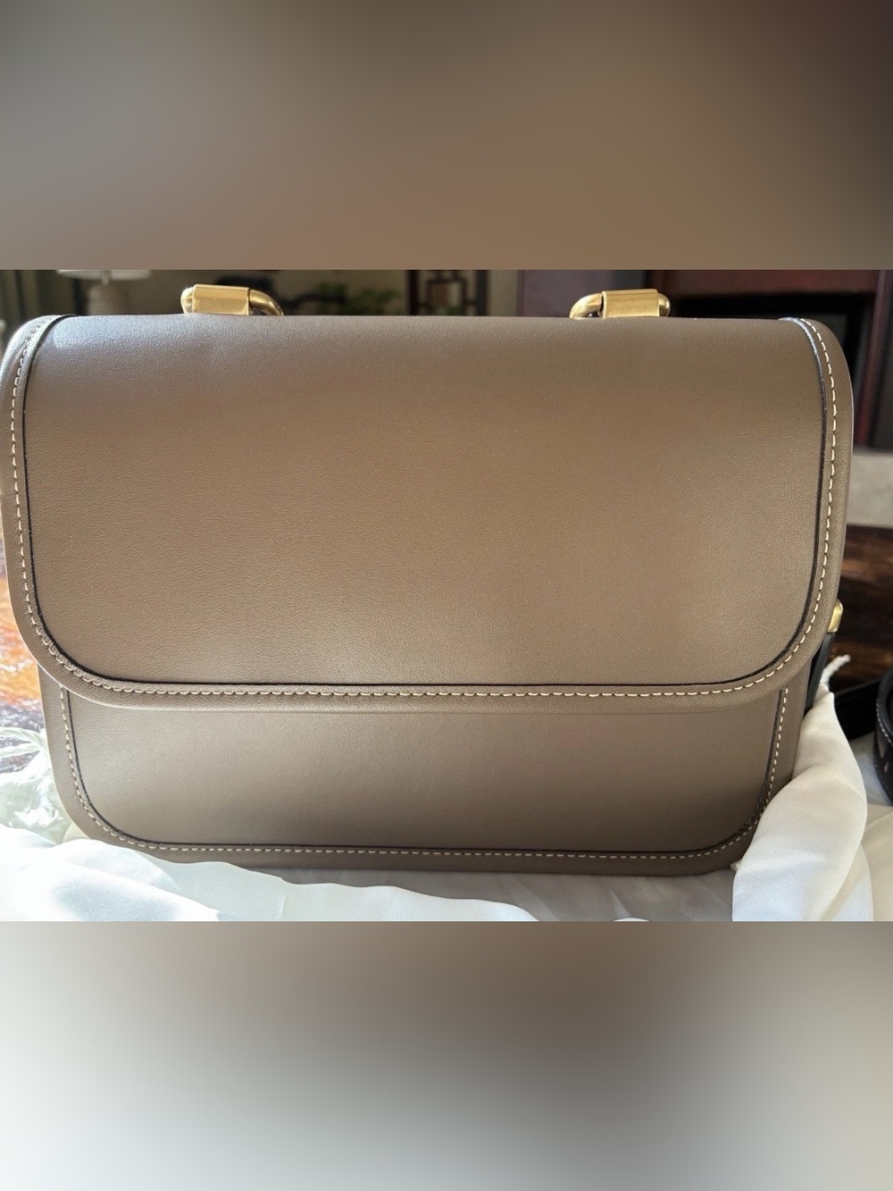 Coach Dark Stone Top Handle Satchel with Chain, Detachable Strap, Gold Hardware - Picture 3 of 13